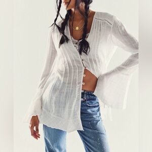 FREE PEOPLE GRETA GAUZE Blouse top cover up duster